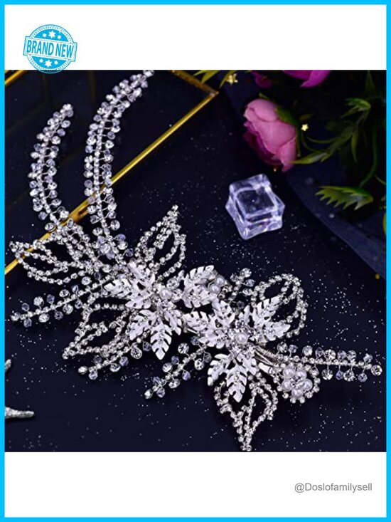 Crystal Bridal Hair Clips Rhinestone Wedding Headpiece Handmade Party Hair